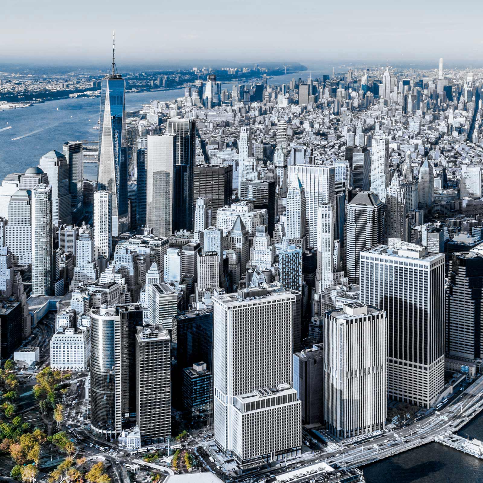 Manhattan set fra luften
